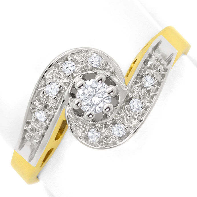 Foto 2 - Damen Ring mit Brillant und Diamanten in 14 Karat Gold, S3458